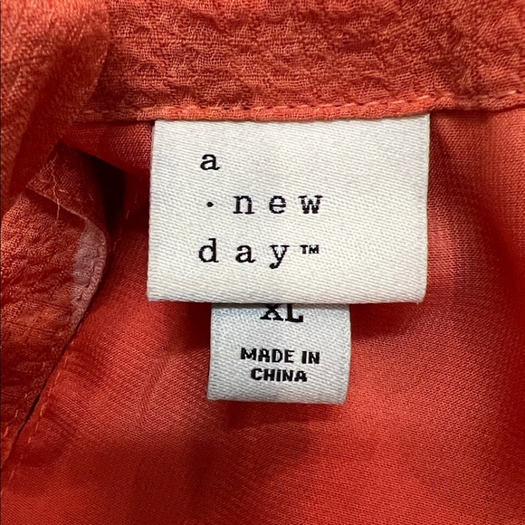 A NEW DAY Orange and Pink Patterned Blouse - Picture 3 of 6